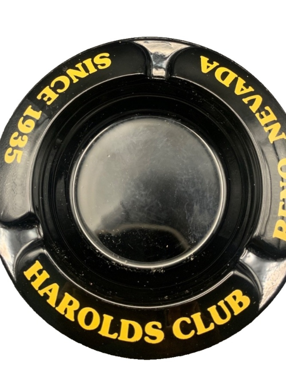 Vintage Ashtray Harolds Club Reno Nevada Since 1935 Classic Black Gold 3 Slot